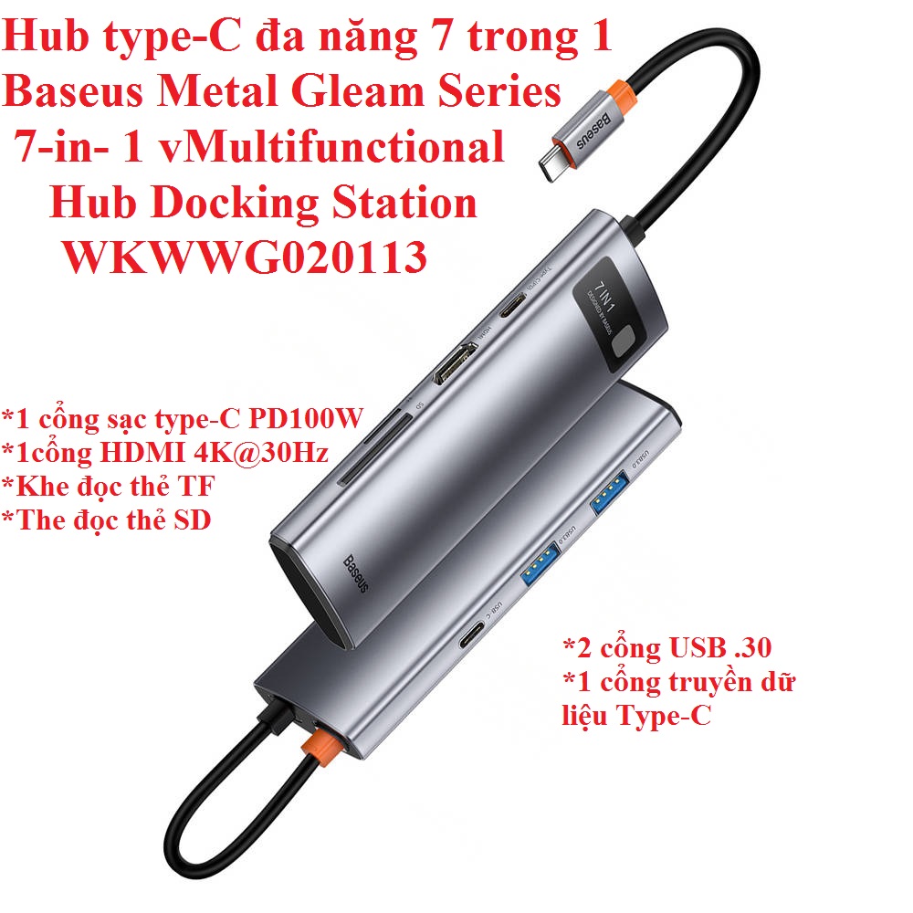 Bộ chia cổng type-c baseus metal gleam series wkwg020113