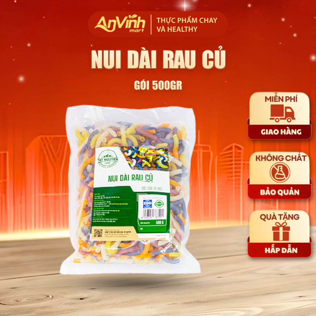 Nui dài rau củ healthy bổ sung vitamin Tây Nguyên Food - Việt Nam 500g