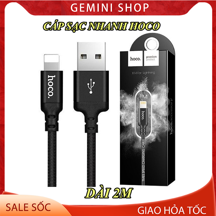 Cáp sạc hoco x142m dài 2m lightning iphone – type c – micro usb
