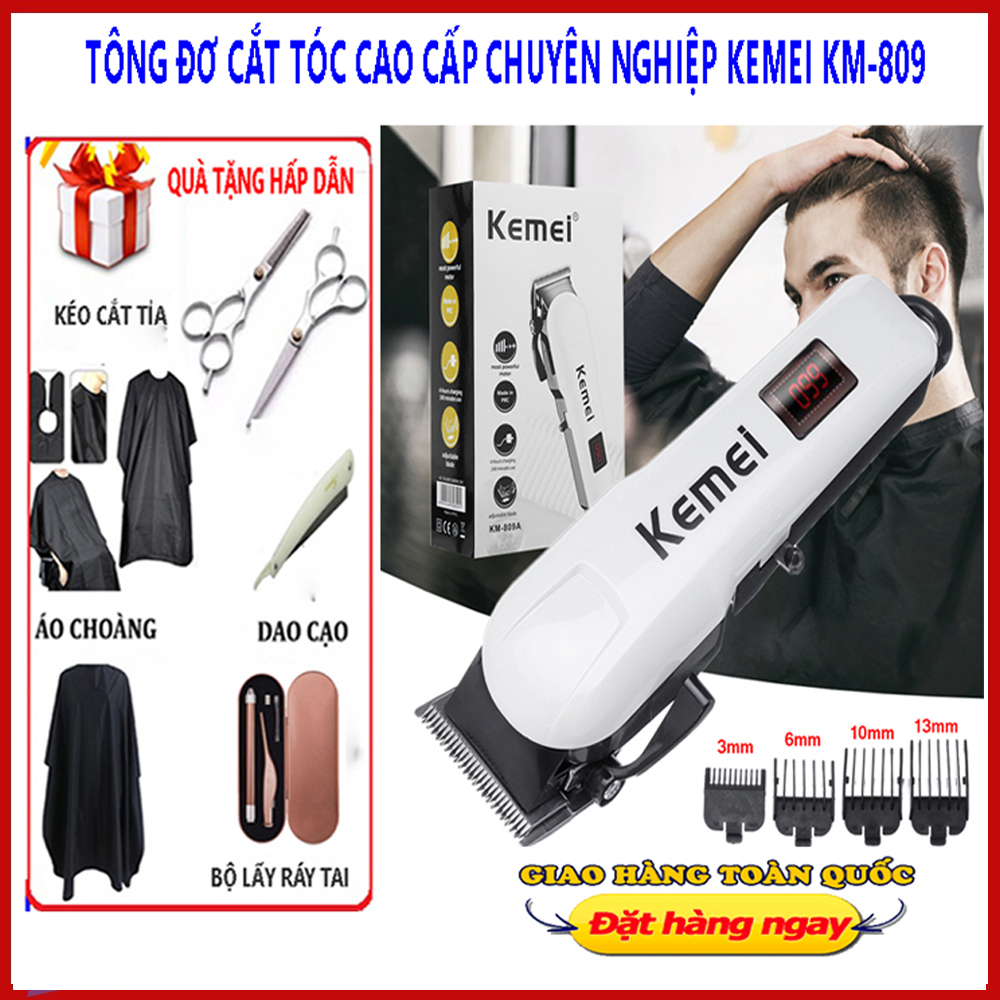 [Xả kho 3 ngày] Tông đơ cắt tóc Kemei 809A không dây cao cấp màn hình LCD hiển thị- Tăng đơ hớt tóc cho bé, người lớn, trẻ em, gia đình, thú cưng tại nhà chuyên nghiệp, tong do cat toc ,tăng đơ cắt tóc