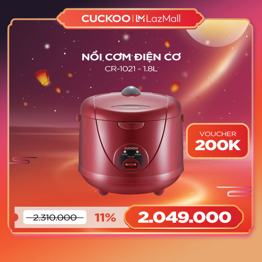 Nồi cơm điện Cuckoo 1.8 lít CR-1021 màu đỏ - bản quốc tế tiếng Anh - Hàng chính hãng Cuckoovina