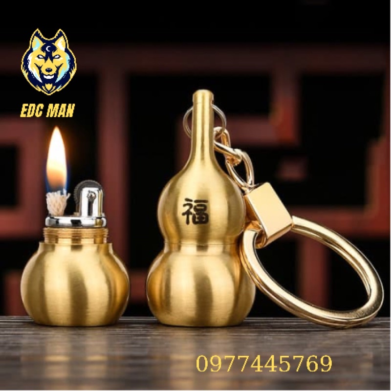 Bật lửa hồ lô móc khoá độc lạ thiết kết đồng nguyên khối