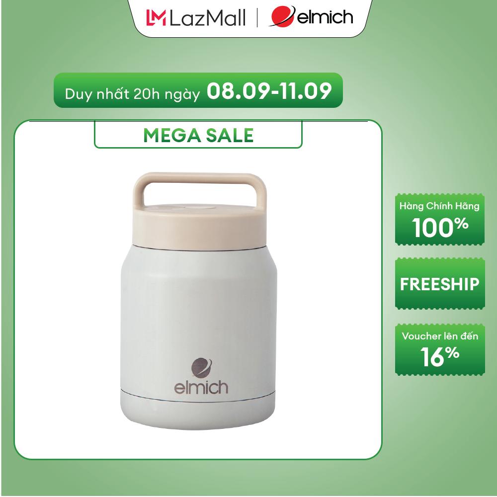 (Sale giữ chuỗi- Chỉ 01-10.11)Bình đựng thức ăn giữ nhiệt dung tích 650ml inox 304 Elmich EL8337