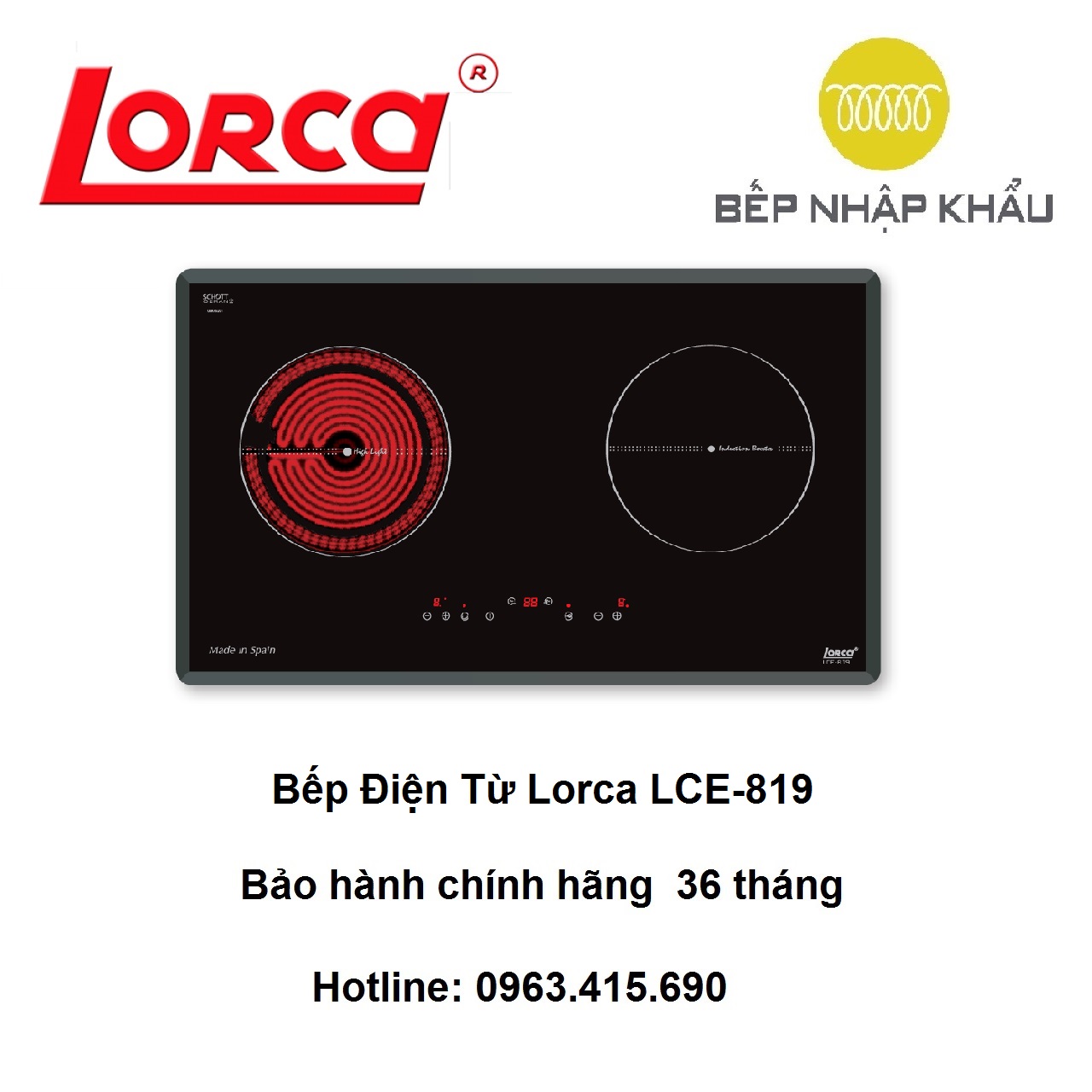 Bếp điện Từ Lorca LCE-819, thiết kế đẹp mắt, tinh tế, nhiều tính năng thông minh, giúp nâng cao hiệu quả nấu nướng, tiết kiệm điện năng