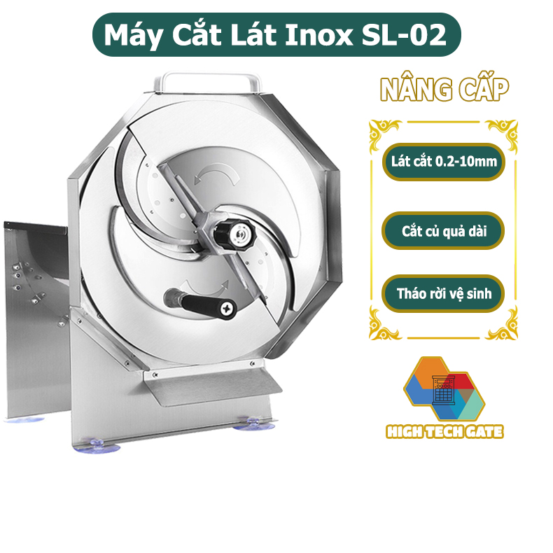 Máy cắt lát hoa quả thực phẩm công nghiệp SL-02, thân inox chống gỉ, nâng cấp cửa nạp có thể mở rộng, độ dày lát có thể điều chỉnh 0.2-10mm, có thể tháo rời lưỡi cắt, hàng chính hãng