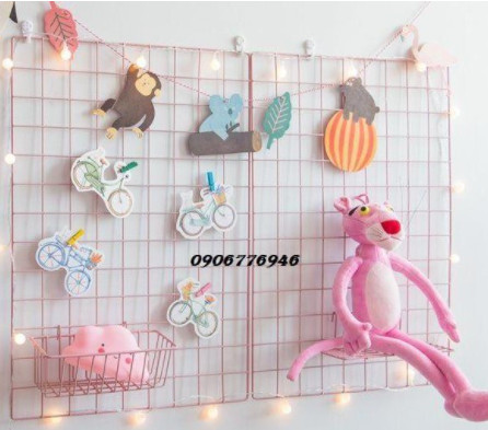 Lưới sắt trang trí màu hồng 2 tấm