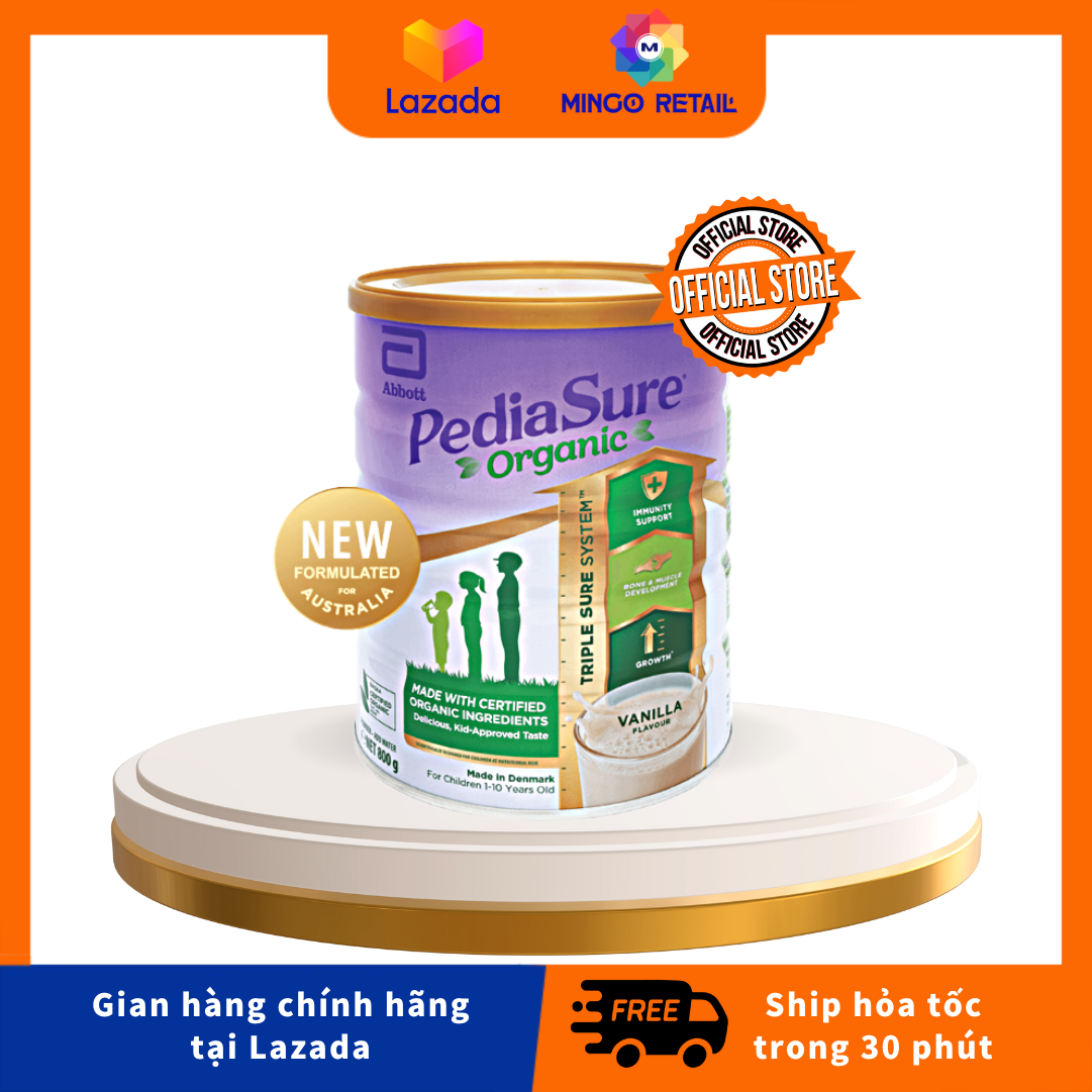 Sữa bột PediaSure Organic 800g cho bé (1-10 tuổi) vị Vani thơm ngon dễ uống - Nhập khẩu từ Úc