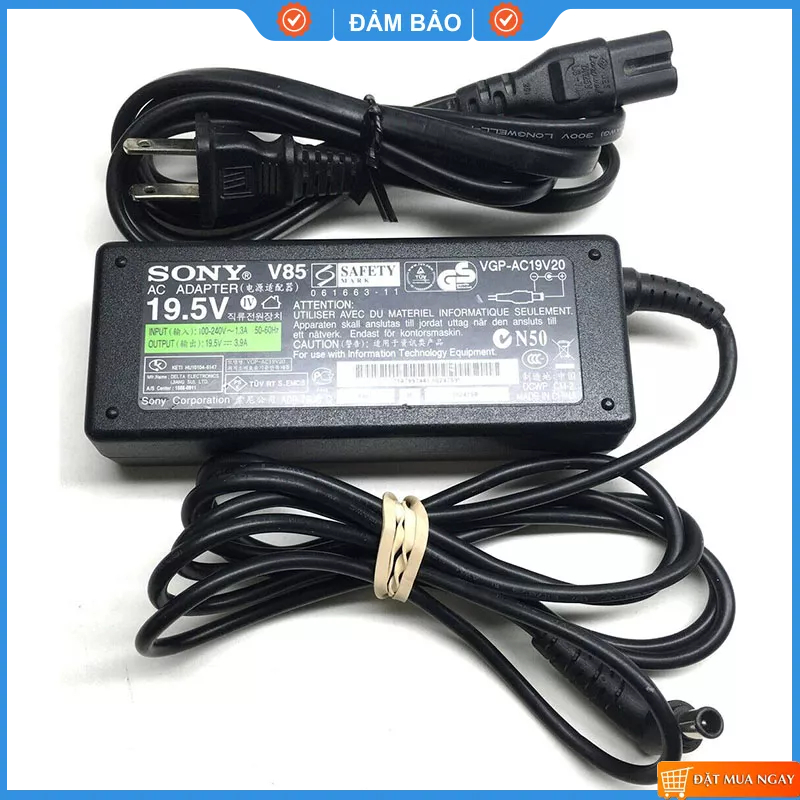 Sạc laptop sony zin 19.5v - 3.9a 75w chân 6.5x4.4mm dùng cho vaio vgp-ac19v20 vgp-ac19v19 vgp-ac19v34 vgp-ac19v27