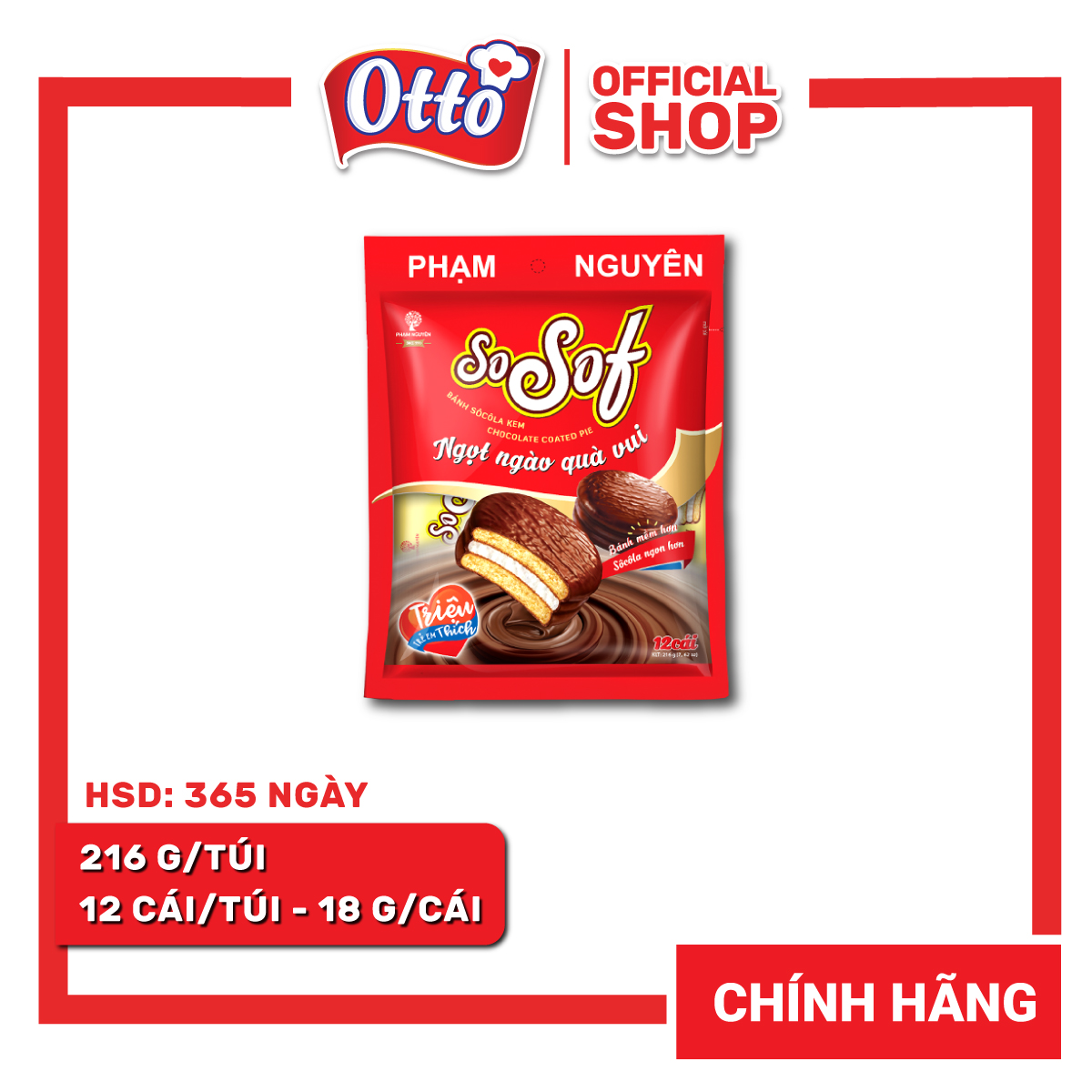 Bánh phủ socola choco pn sosof 216g | bánh ăn vặt socola | đồ ăn vặt