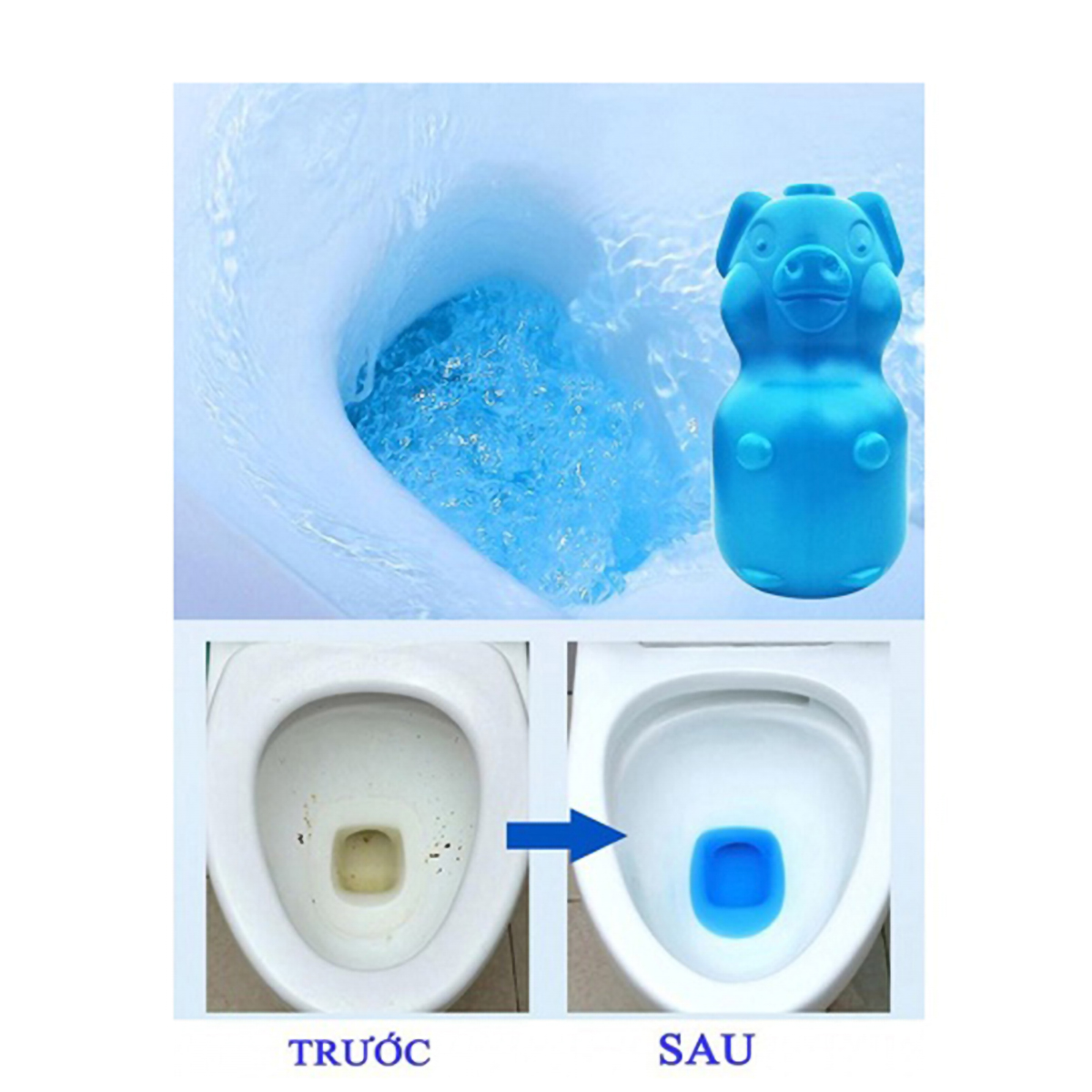 Chai thả bồn cầu hình heo - Tẩy bồn cầu con lợn