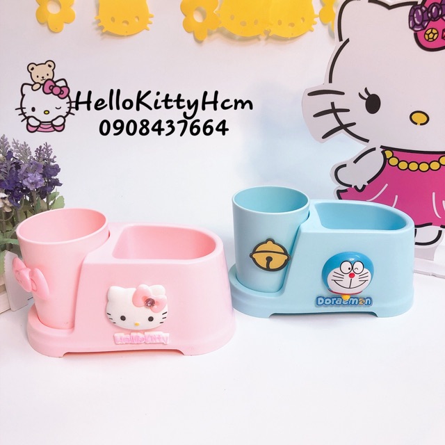 Khay cắm bàn chải kem đánh răng kitty và mon