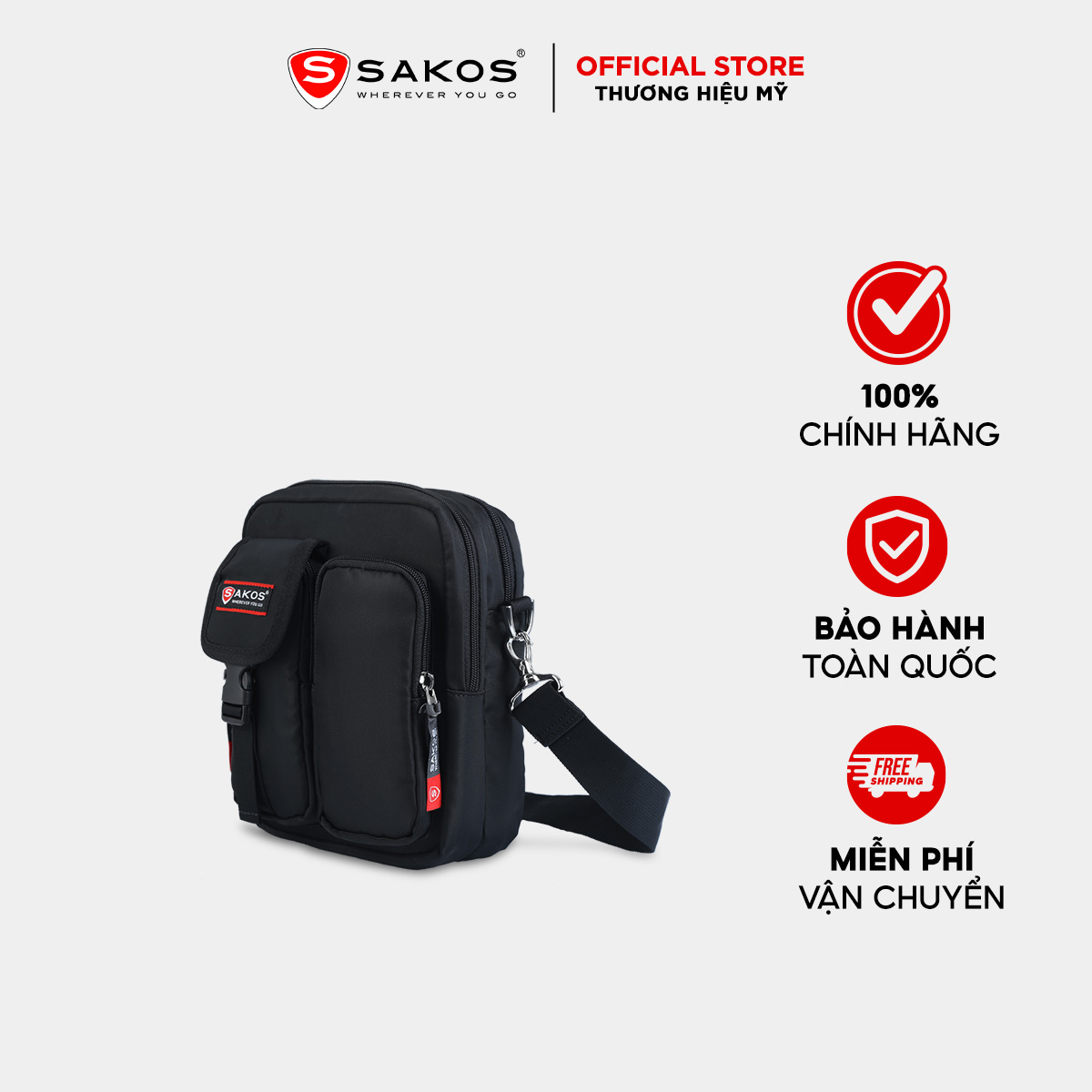  Túi Đeo Chéo SAKOS MINUS - Size S - Chất liệu Polyeste cao cấp Thiết kế năng động Phân ngăn thông minh. 