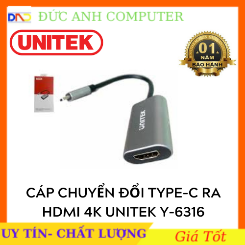Cáp chuyển từ máy tính cổng usb type C sang màn hình TV HDMI 4Kx2K UNITEK Y 6316- Chính Hãng 100%, Bảo Hành 12 Tháng