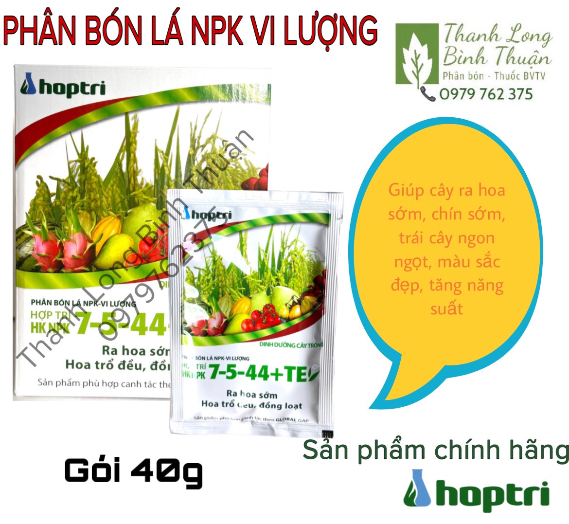 Phân Bón Lá NPK Vi Lượng - Hợp Trí - HK NPK - 7-5-44+TE - Gói 40g