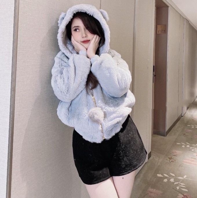 ( KÈM ẢNH THẬT) ÁO KHOÁC LÔNG CỪU TAI GẤU KHÓA QUẢ BÔNG THỜI TRANG HÀN QUỐC H7
