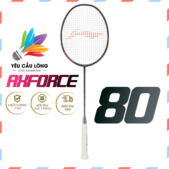 Vợt Cầu Lông Lining Axforce 80 Đen Full Carbon - Căng Sẵn Dây Trợ Lực Tặng Kèm Quấn Cán Móc Khóa Bảo Vệ Đầu Vợt