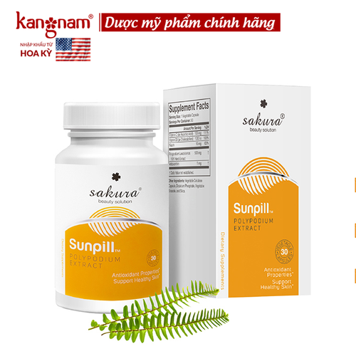 Viên uống chống nắng sinh học toàn thân sakura sunpill 30 viên, giảm sự thất thoát collagen va elastin, ngăn chặn lão hóa da
