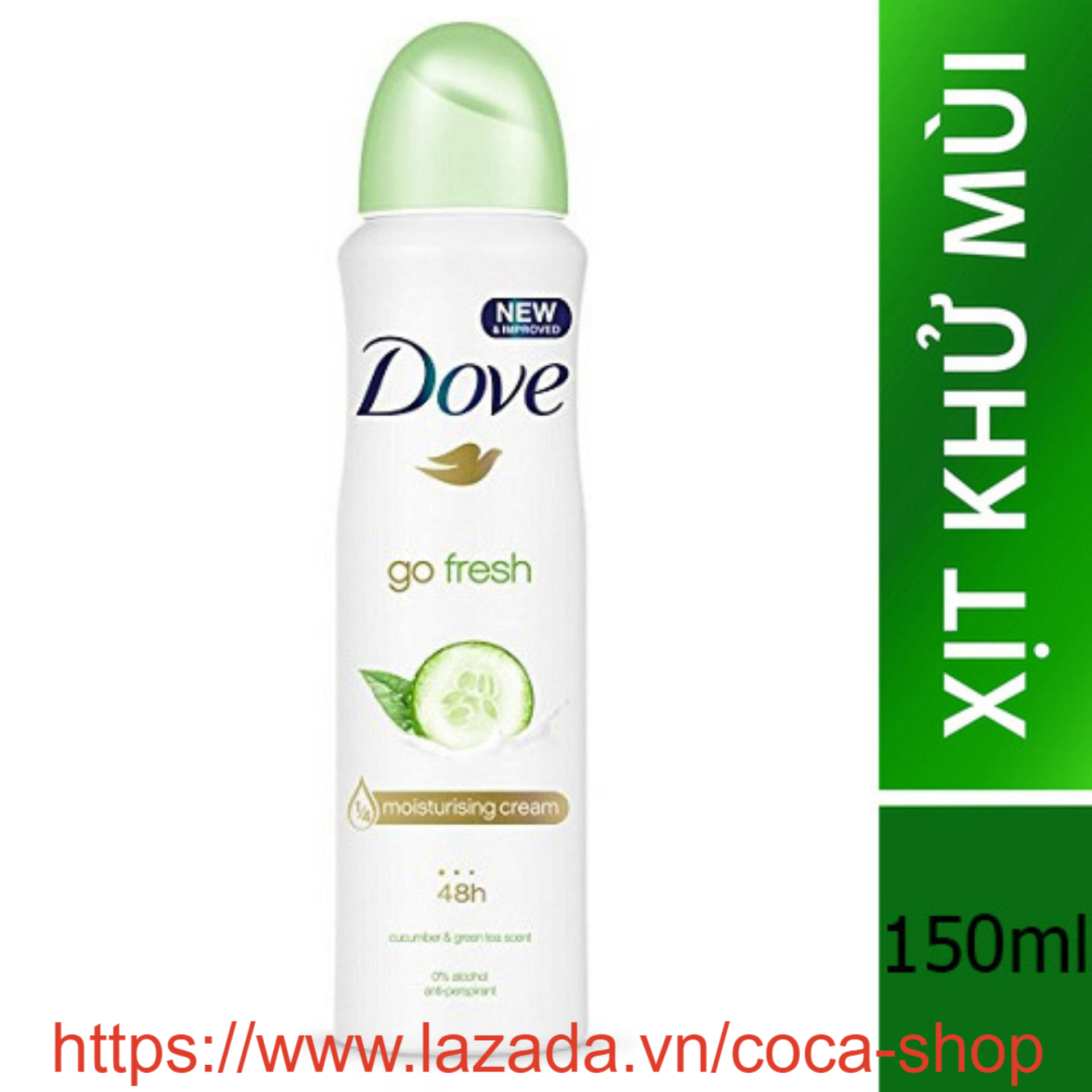 Xịt khử mùi Dove Go Fresh 150ml Hương Dưa Leo (Xanh lá)