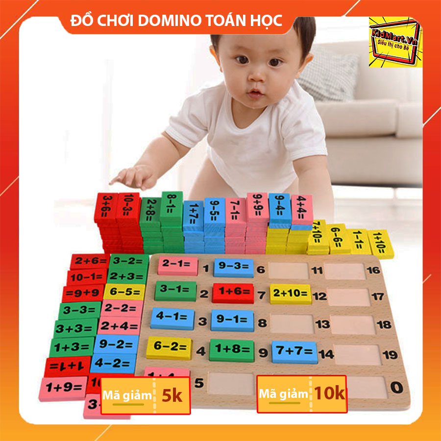 Đồ chơi trẻ em xếp hình Domino gỗ 110 thẻ và Tranh ghép gỗ 9 mảnh dành cho bé trai, bé gái - Sieuthidochoigo - Giúp bé phát triển trí tuệ