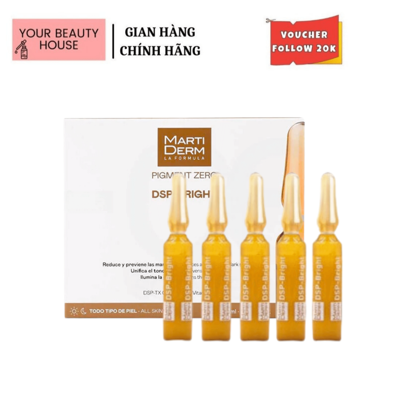 Tinh chất dưỡng trắng da mặt martiderm pigment zero dsp bright - full hộp