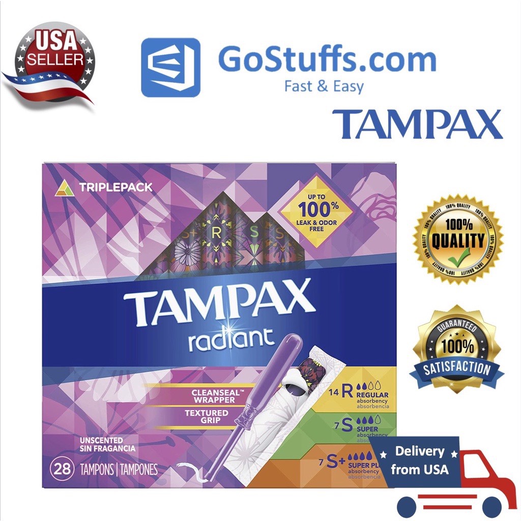 Tampon siêu thấm Tampax Radiant Variety Pack Regular/Super/Super Plus 28 miếng