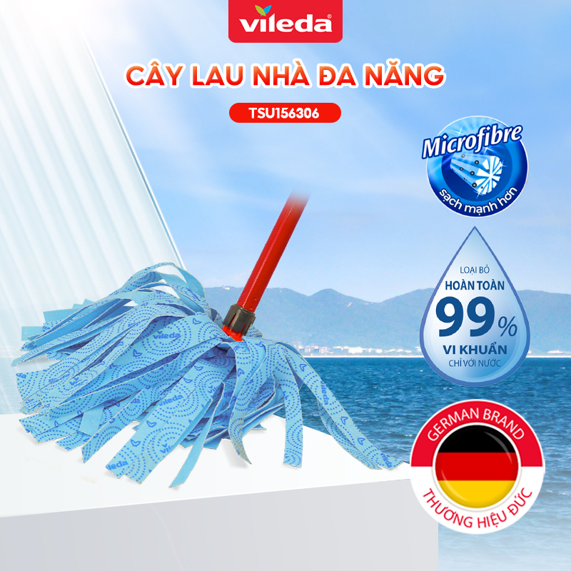 Cây lau nhà đa năng VILEDA Supermocio Wetmop vải sợi microfibre, siêu thấm, đa năng cho mọi loại sàn - TSU156306