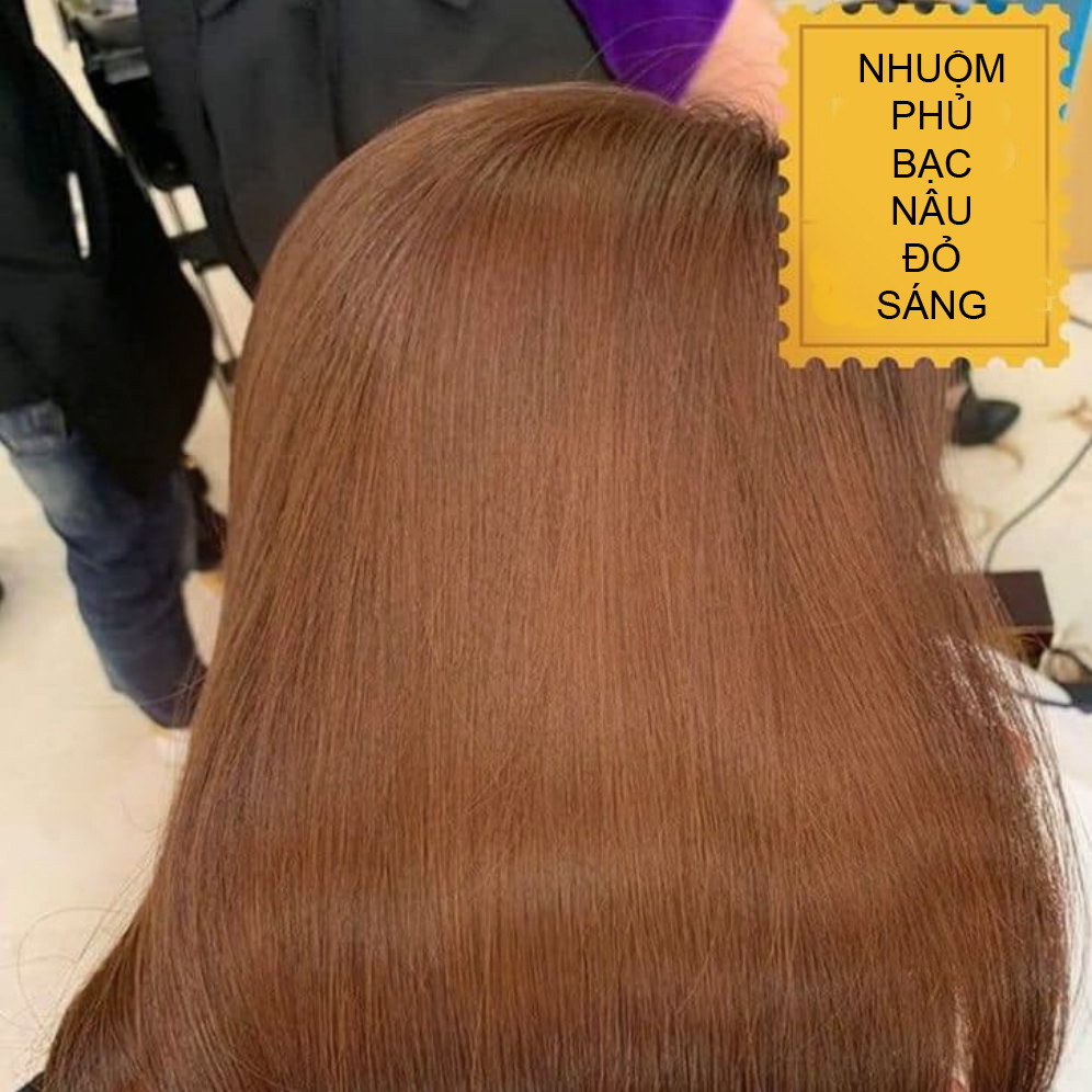 Kem Nhuộm Phủ Bạc Màu Nâu Đỏ Sáng (Kèm oxi và găng tay)