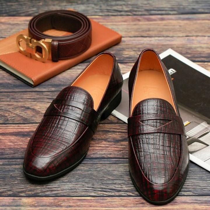 Giày tây nam da bò sần (NÂU) chất liệu da bò kiểu dáng thời trang