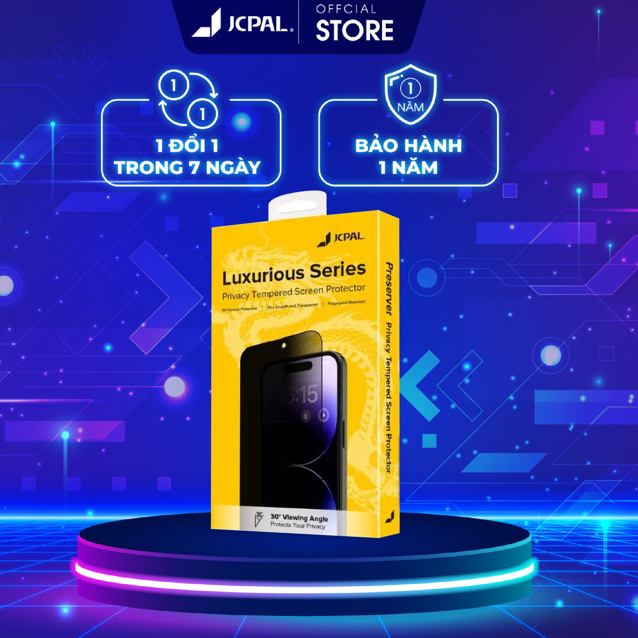 Kính cường lực jcpal chống nhìn trộm ip 14| 14 plus|14 pro |14 pro max, hiển thị rõ nét - ộ nhạy cao