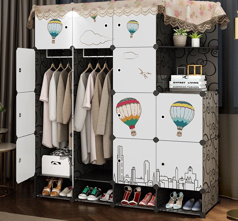 Tủ nhựa ghép 16 ngăn và 4 ngăn giày - 14n2x4g