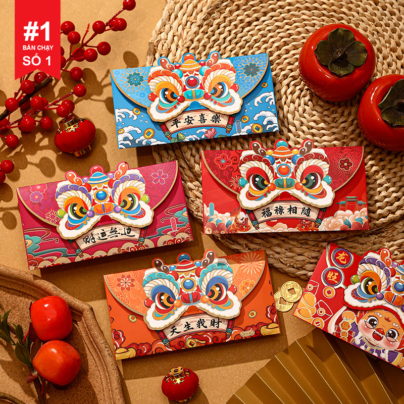 Bao Lì Xì Con Rồng Tết mẫu mới cao cấp đẹp độc lạ - set 4 cái lixi chibi dễ thương - Lavi House