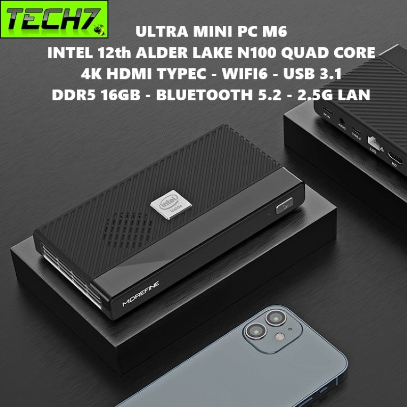 Máy Tính Siêu Nhỏ Ultra Mini M6 - Intel thế hệ 12 Alder Lake N100 - Hỗ Trợ Xuất Hình 4K 60hz