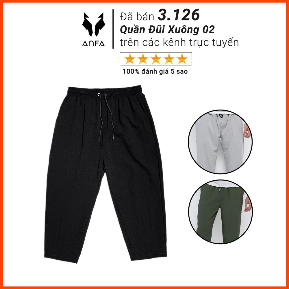 Quần dài baggy đũi ANFA nam Hàn Quốc dáng siêu đẹp ống rộng lưng thun cao cấp size 50-100kg màu đen, xám, rêu BD02