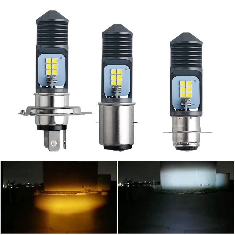 H4 LED Motorcycle Headlight Bulbs BA20D P15D 3030 12SMD Super Bright Moto LED Scooter ATV Accessories Fog Lamp White Yellow 12V