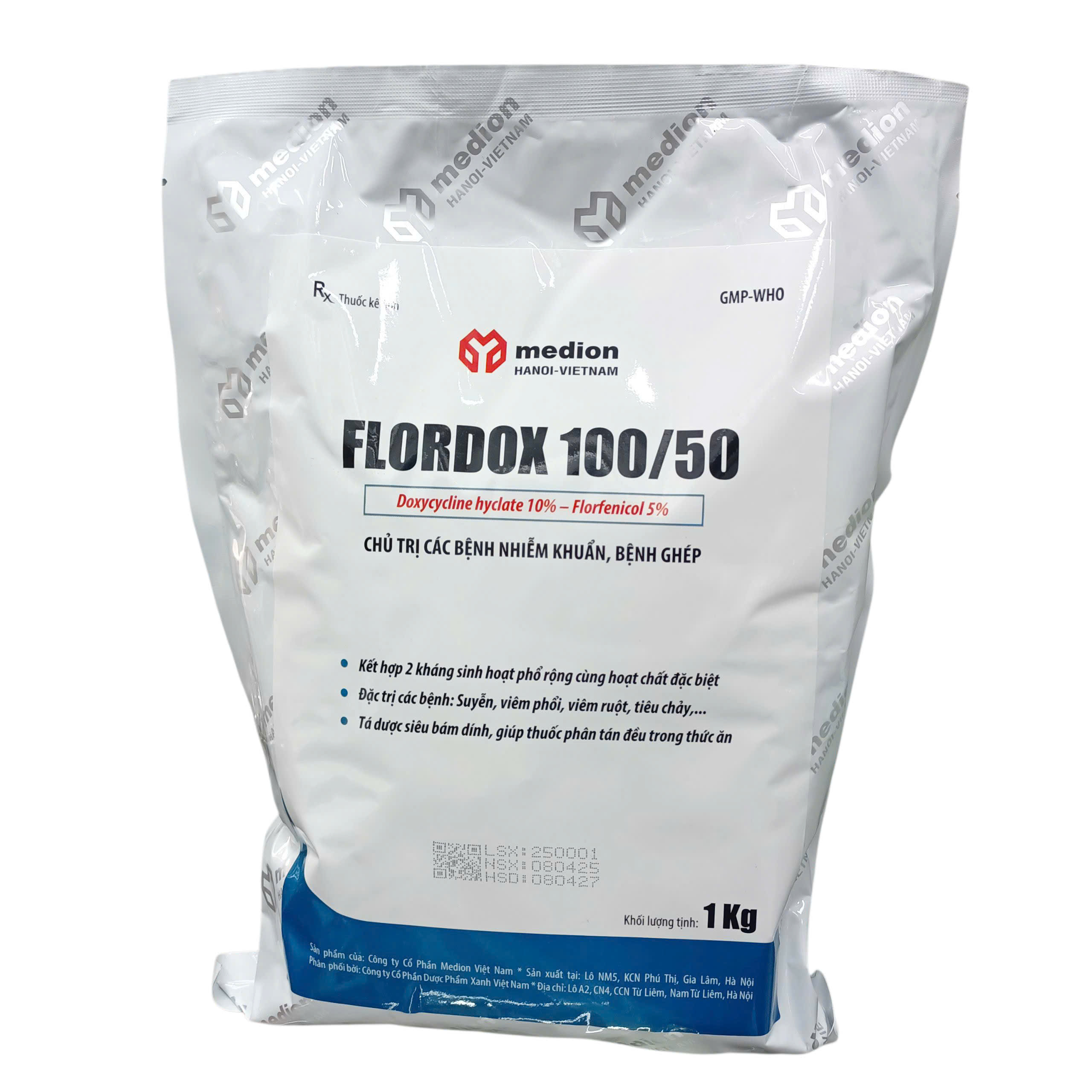 Thuốc FLORDOX 100/50 phòng trị hô hấp cho động vật - Flodox sản phẩm trộn thức ăn