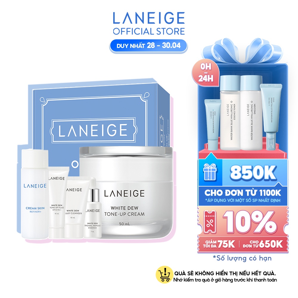 Hồ Chí Minh Bộ Kem Dưỡng Trắng Da White Dew Tone Up Cream và dưỡng trắng toàn diện White Dew Laneige Hàng sẵn sàng