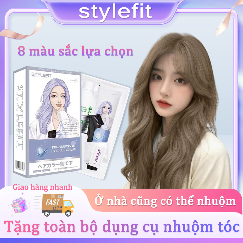 STYLEFIT thuốc nhuộm tóc 100ml Tặng kèm oxi trợ nhuộm×1 Áo choàng ×1 Trùm tóc ×1 Trùm tai×2 Bao tay×2 Lược khuấy ×1
