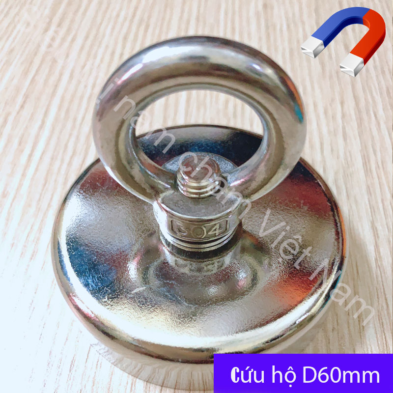 Nam châm cứu hộ D60MM vớt đồ dưới sông, lực hút siêu khỏe