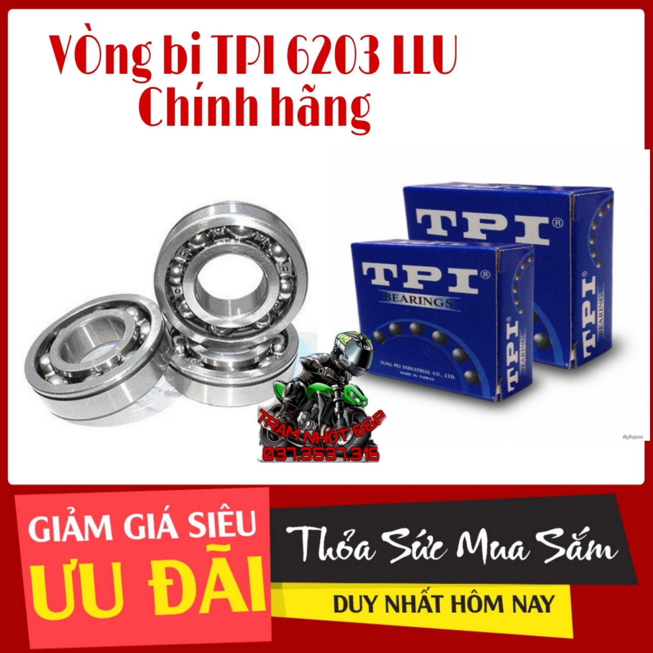 VÒNG BI TPI 6203 LLU CHÍNH HÃNG, CÙI ĐĨA DREAM/ WAVE, GIÁ BÁN LẺ TỪNG VÒNG