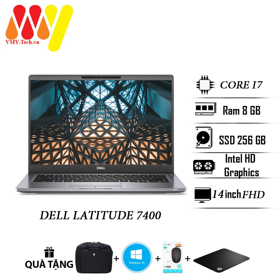 Laptop Dell Inspiron 7400 mẫu cao cấp giá tốt, Core i7, Ram 8gb, màn 14 QHD siêu sắc nét, ổ cứng SSD 256gb, máy tính xách tay lướt 99% zin