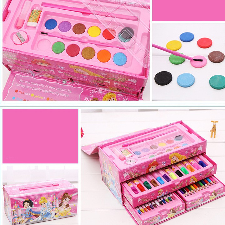 [HCM]HỘP MÀU 3 TẦNG 54 CHI TIẾT hộp màu cho béhop mau 3 tang cho be