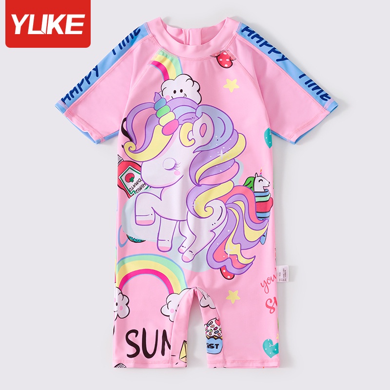 Đồ bơi bé gái - đồ bơi trẻ em liền quần thương hiệu yuke - đồ bơi cho bé hoạ tiết pony từ 9kg - 30kg