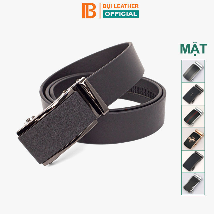 Thắt lưng nam da bò nguyên tấm L110 cao cấp màu đen, dây lưng nam da bò thật mặt khóa tăng tự động thép không gỉ, nhiều mặt khóa lựa chọn, hộp sang trọng làm quà tặng,thương hiệu Bụi leather chuyên đồ