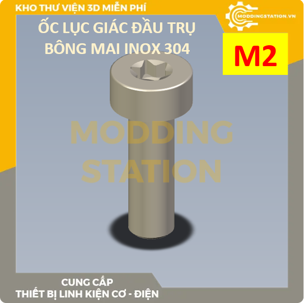 Ốc lục giác đầu trụ bông mai inox 304 size m2x4mm, m2x5mm, m2x6mm, m2x8mm, m2x10mm