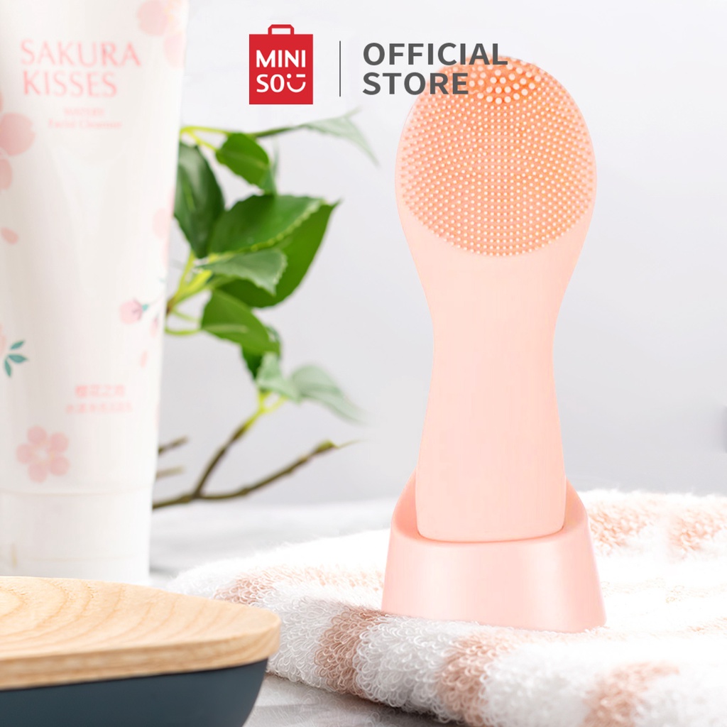 Máy rửa mặt Miniso Silicone VC044 có chân đế màu xanh dương/ hồng