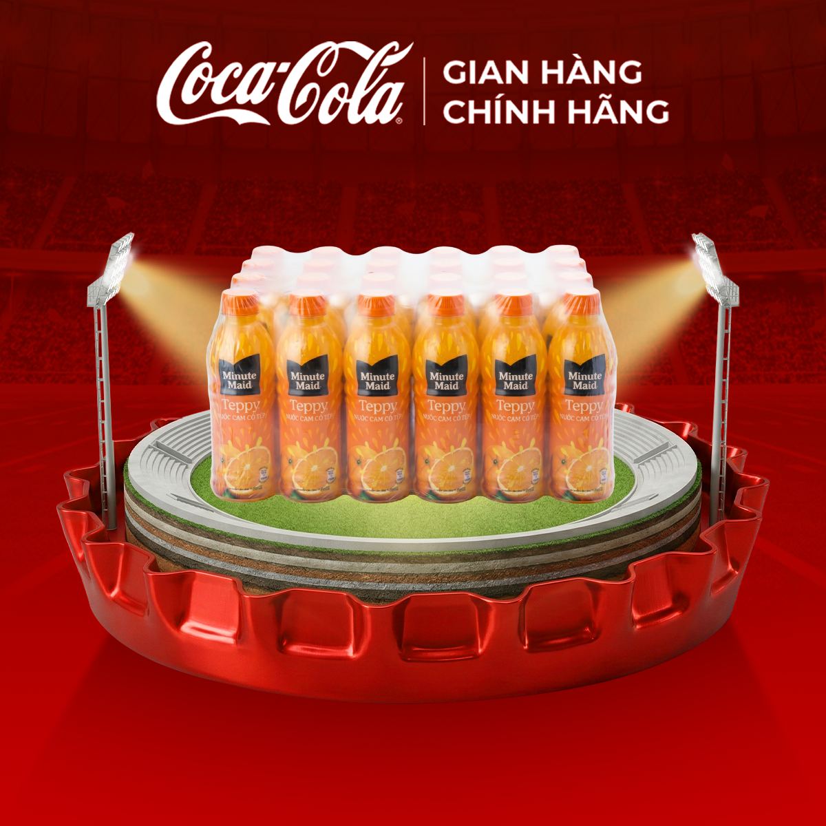 [SIÊU SALE ] Thùng/Lốc 24 Chai Thực phẩm bổ sung Minute Maid Teppy Nước cam có tép 327ml/Chai Sale 25.4 Coca-Cola Chính Hãng_LD