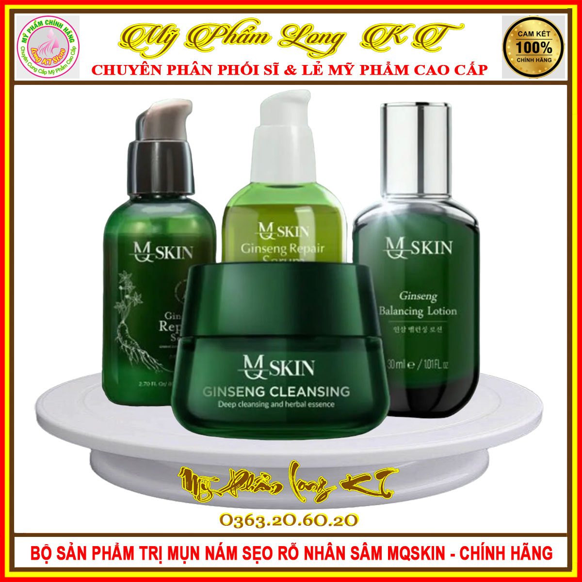Bộ sản phẩm nhân sâm mqskin tái tạo mụn,thâm nám sẹo rỗ nhân sâm mq skin - mỹ phẩm mqskin