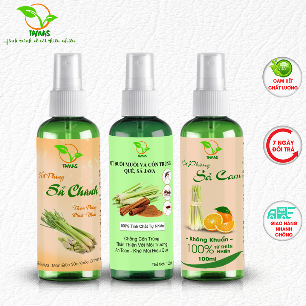 Xịt phòng Tinh dầu đuổi muỗi và côn trùng 100ml TAMAS khử mùi hiệu quả siêu tiết kiệm (mùi tự chọn)