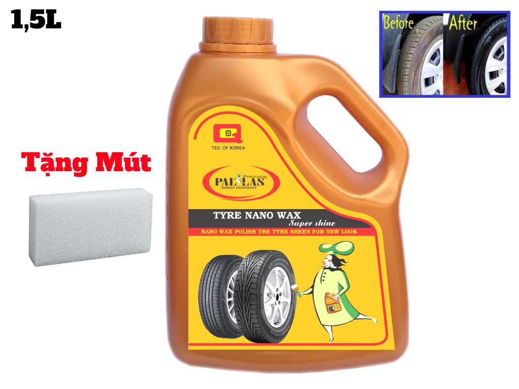 Dung Dịch Đánh Bóng Vỏ Xe ,Đánh Bóng Lốp Xe Polish Wax Pallas 1.5 Lít Tặng Mút