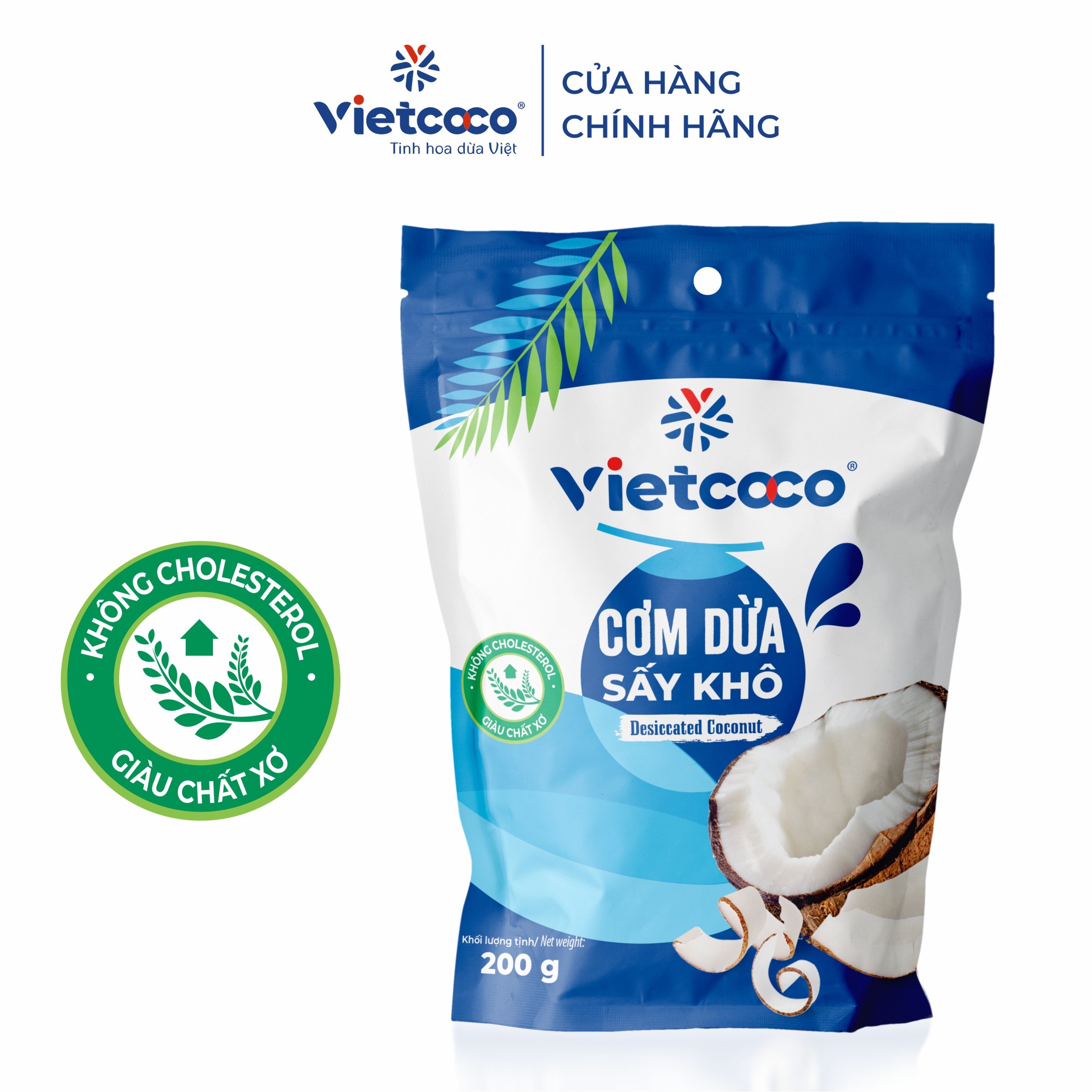 Cơm dừa nạo sấy Vietcoco túi 200gr - hạt mịn